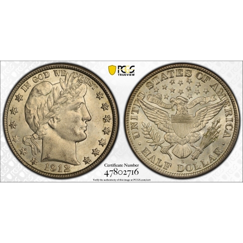 1912 S Barber Half Dollar PCGS MS63