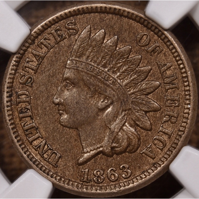 1863 Indian Cent NGC AU58