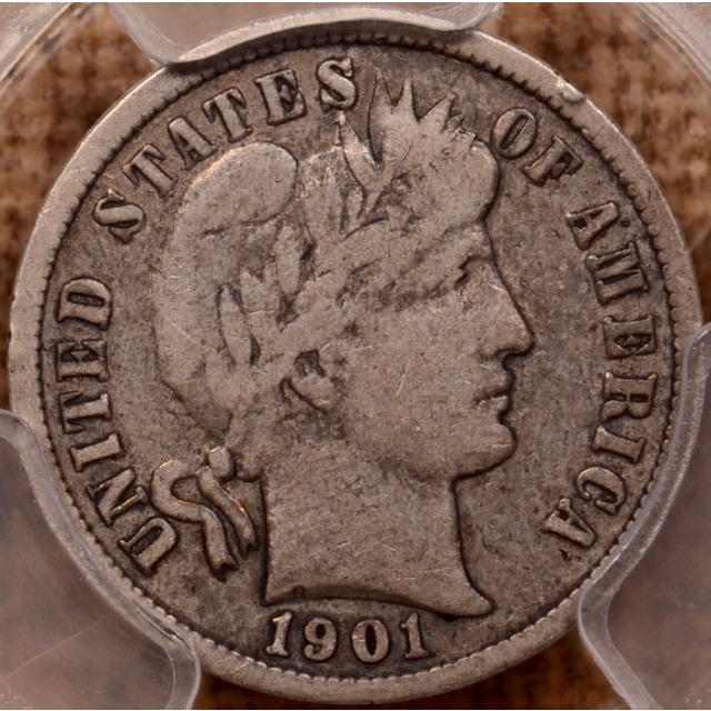 1901-S Barber Dime PCGS F12 (CAC)