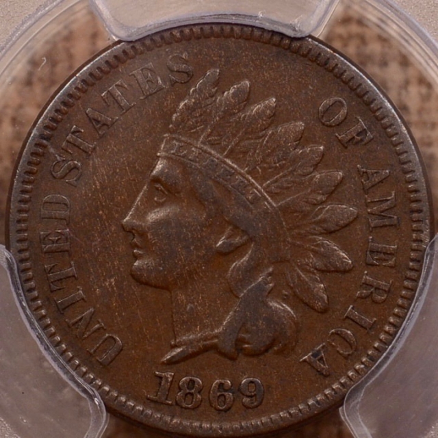 1869/69 S.4 Indian Cent PCGS VF30 CAC