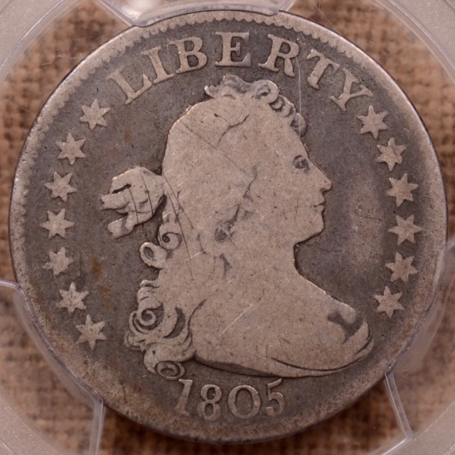 1805 B.5 R5+ Draped Bust Quarter PCGS G6