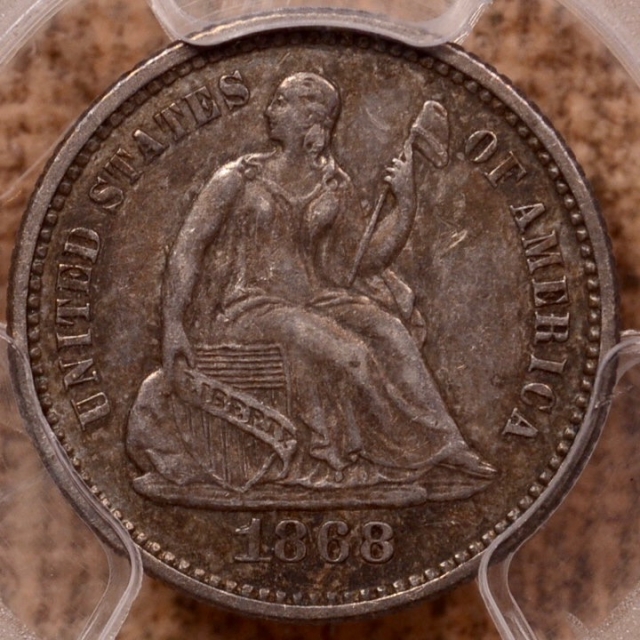1868 Liberty Seated Half Dime PCGS AU50