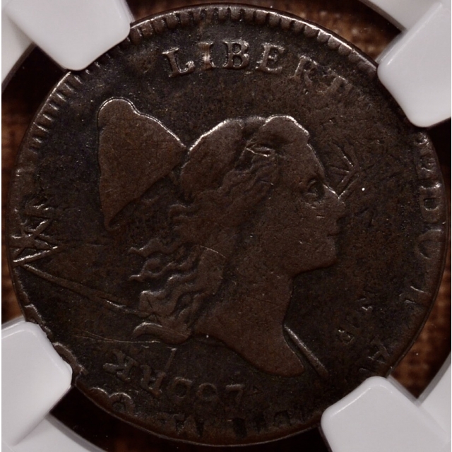 1797 C.1 Plain Edge Liberty Cap, Head Right Half Cent, NGC VG10 BN, Super Cool TAL undertype