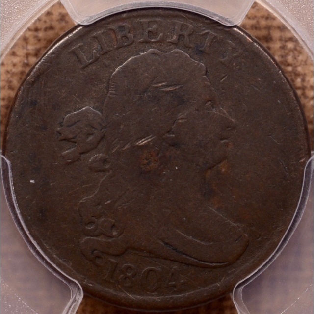 1804 C.4 R5 Crosslet 4, Stems Draped Bust Half Cent PCGS G6