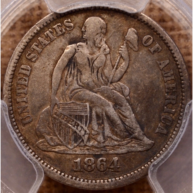 1864-S F-101 Liberty Seated Dime PCGS VF30