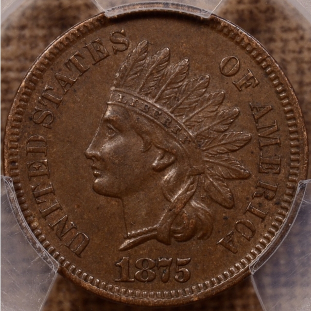 1875 Indian Cent PCGS AU53