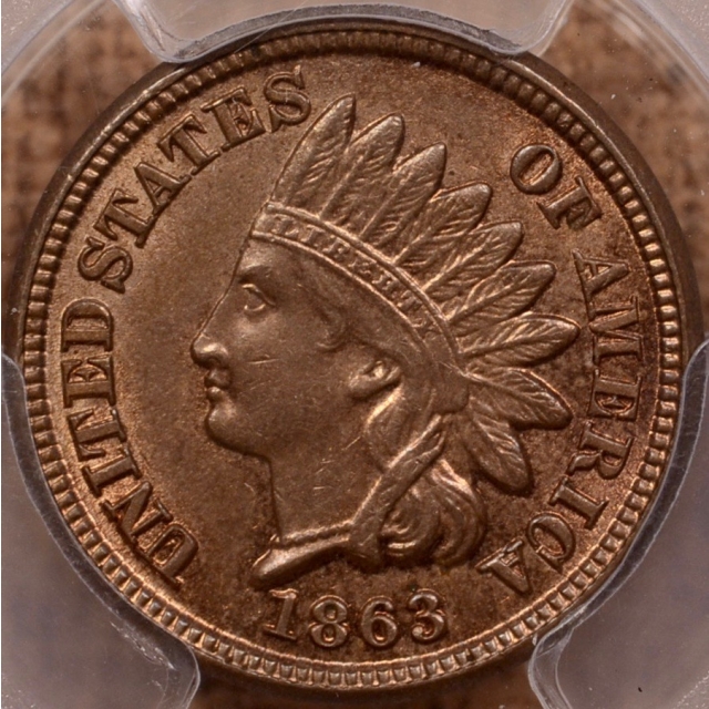 1863 Indian Cent - Type 2 Copper-Nickel PCGS AU58 (CAC)