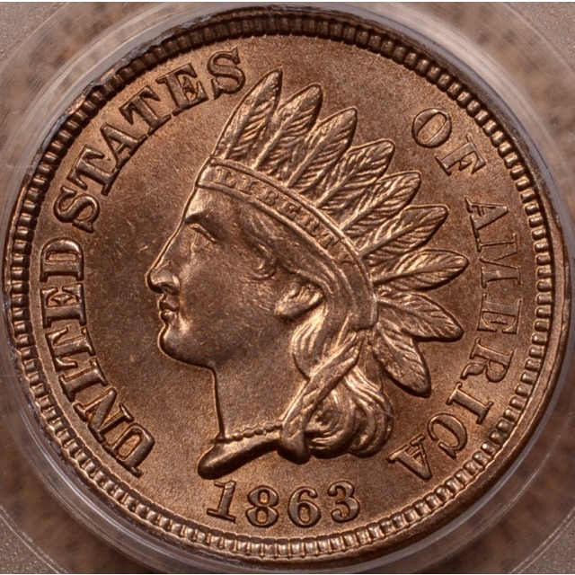 1863 Indian Cent - Type 2 Copper-Nickel PCGS MS64 (CAC) OGH