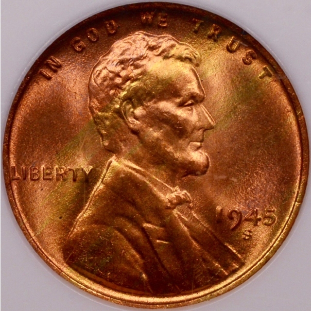 1945-S Lincoln Cent NGC MS66 RD