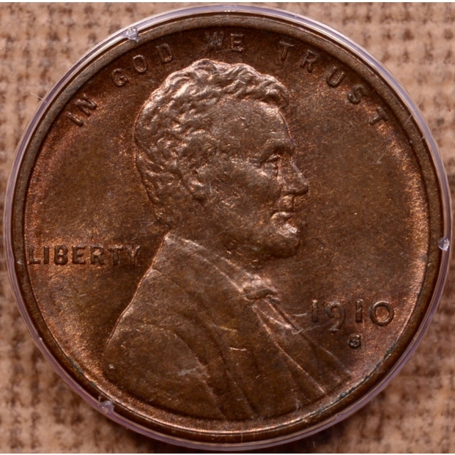 1910-S Lincoln Cent PCGS MS65 RB Rattler