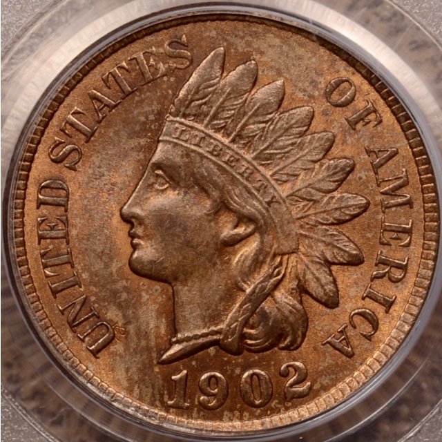 1902 Indian Cent PCGS MS64 RB OGH