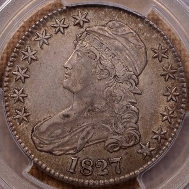 1827 O.140 R4+ Square Base 2 Capped Bust Half Dollar PCGS XF45 (CAC)