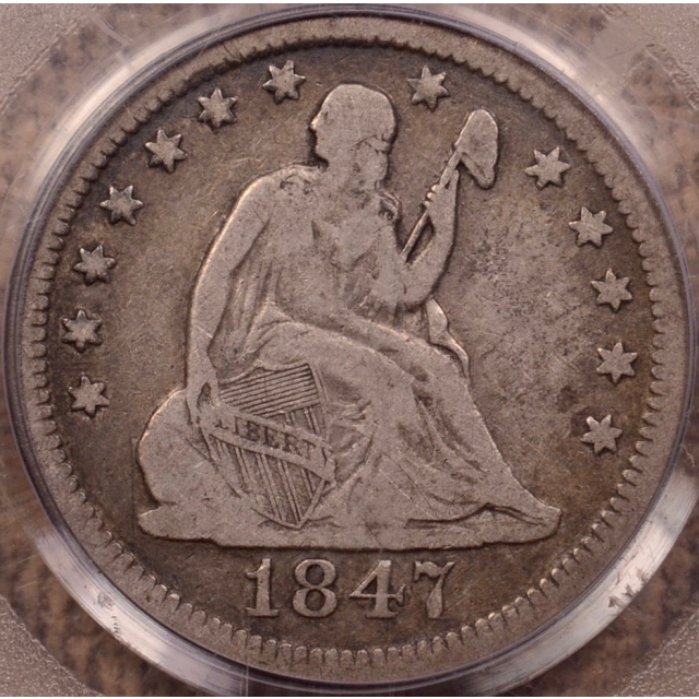 1847-O B.1/A Liberty Seated Quarter PCGS F15 (CAC)