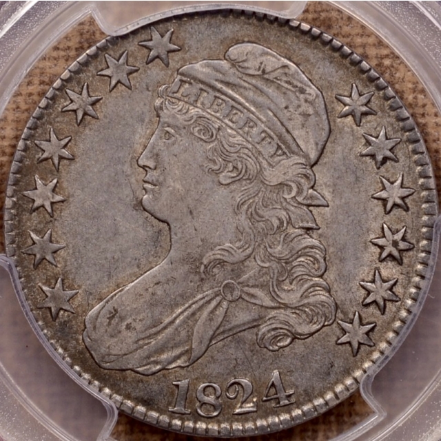 1824 O.108 Capped Bust Half Dollar PCGS XF40 CAC, ex. Peterson