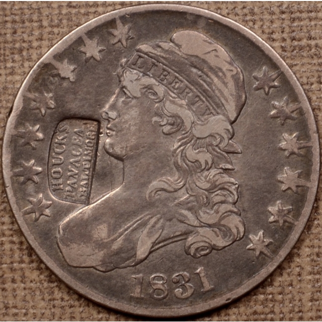 1831 O.118 HOUCK'S PANACEA counterstamp Capped Bust Half Dollar, raw VF30, ex. Stu Witham BHNC 001