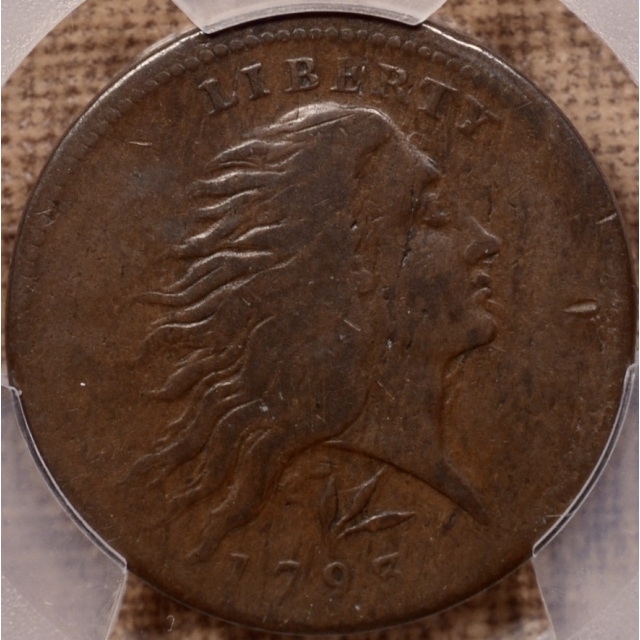 1793 C.11b R4 Flowing Hair Lettered Edge Wreath Cent PCGS F15