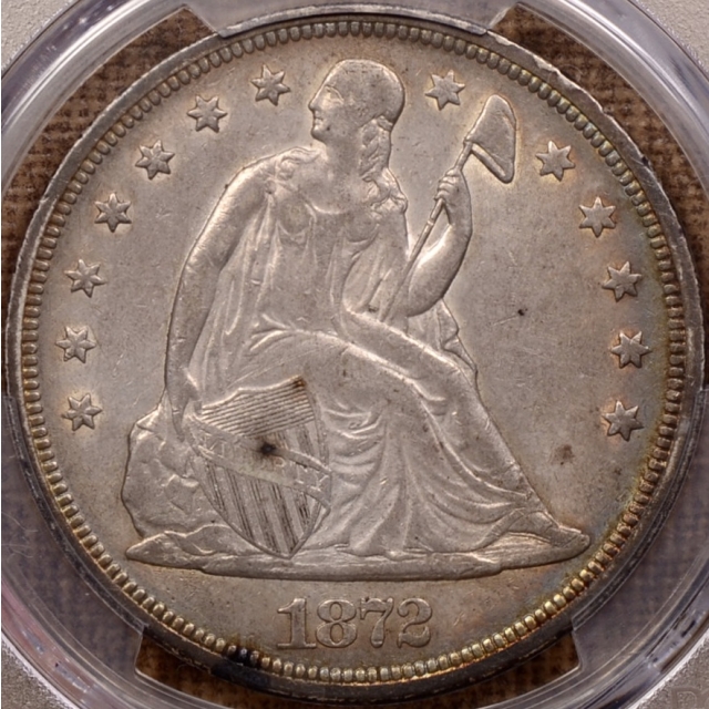 1872 Liberty Seated Dollar PCGS AU53 CAC