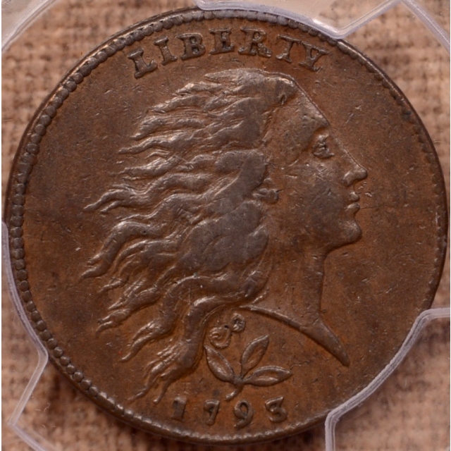 1793 Vine and Bars Edge S-6 Flowing Hair Wreath Cent PCGS AU50BN (CAC), ex. Loring Collection