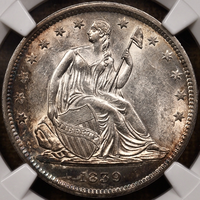 1839 WB-5 with Drapery Seated Liberty Half Dollar NGC MS61