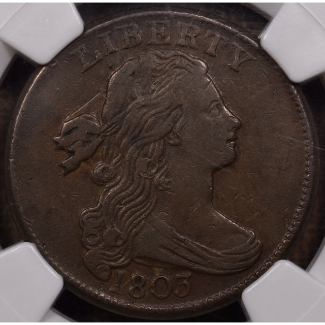 1803 S.260 Small Date Large Fraction Draped Bust Cent NGC VF35 BN CAC