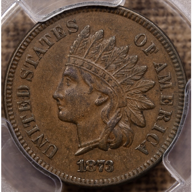 1873 Open 3 Indian Cent PCGS AU58 CAC and Eagle Eye