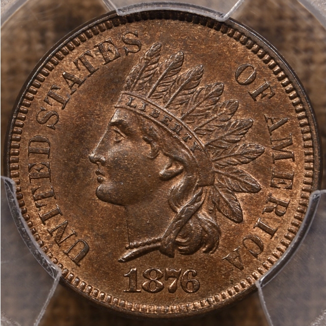 1876 Indian Cent PCGS MS65 RB CAC