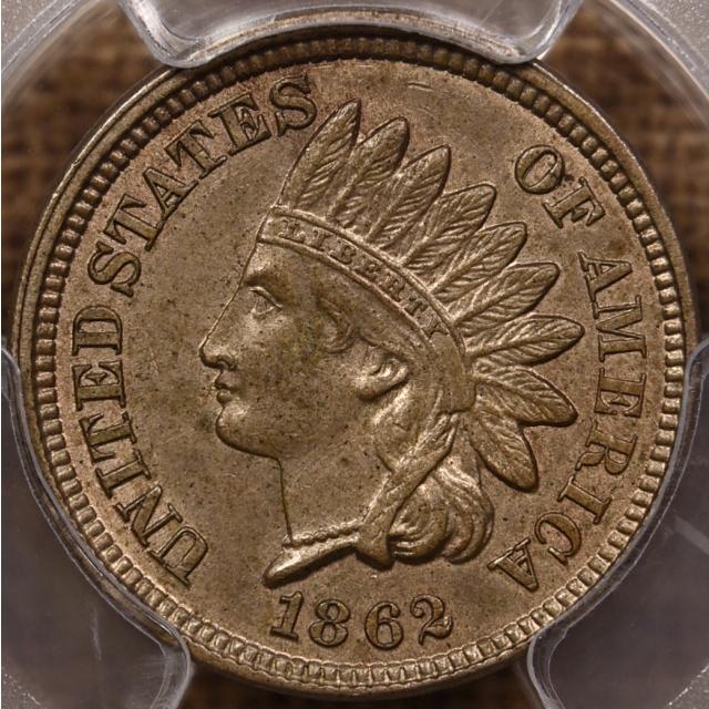 1862 Indian Cent PCGS AU58+