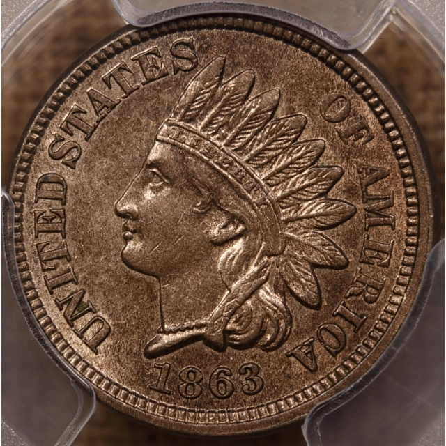 1863 Indian Cent PCGS AU58