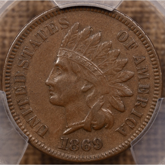1869/69 S.4 Indian Cent PCGS XF40 CAC