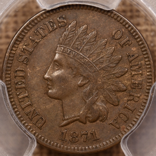 1871 Indian Cent PCGS AU55 CAC