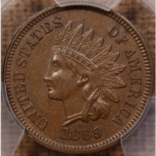 1869 Indian Cent PCGS AU58+ CAC