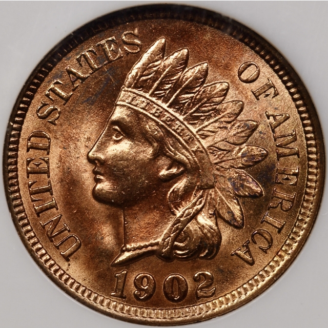 1902 S.2 19/19 Indian Cent Old Fatty NGC MS64 RD