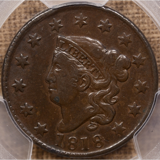 1818 N.6 '1/2' Coronet Head Cent PCGS VF25, ex. Anderson Dupont / Starr