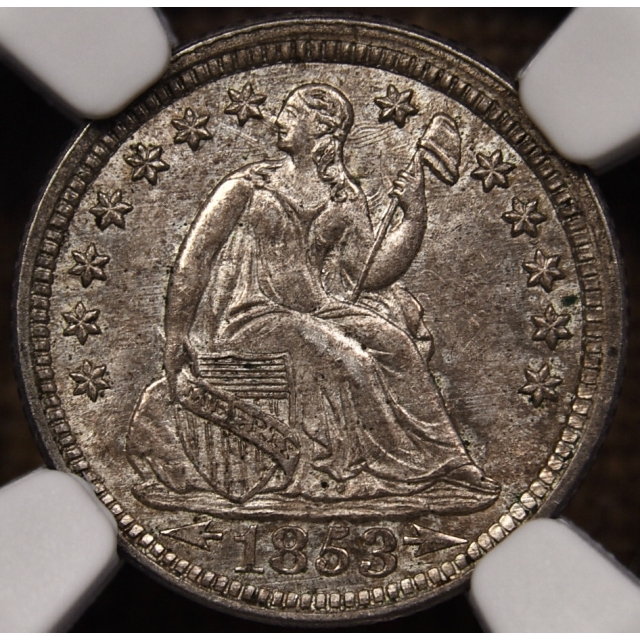 1853 Arrows Seated Half Dime NGC MS62
