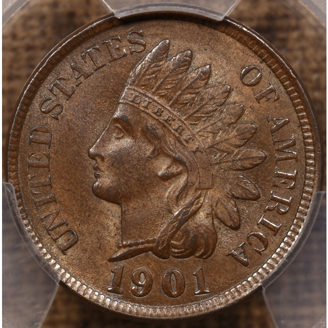 1901 Indian Cent PCGS MS63 BN PQ+