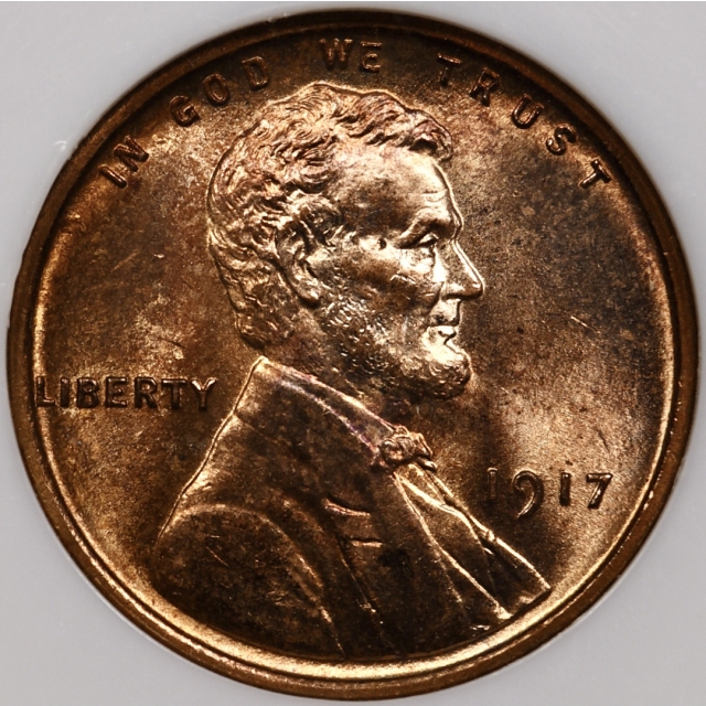 1917 Lincoln Cent NGC MS64 RB, Perfect No Barcode Fatty