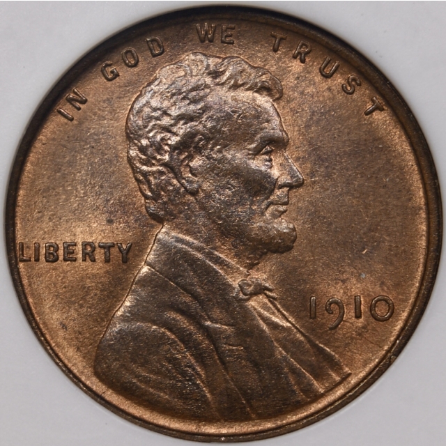 1910 Lincoln Cent old ANACS MS64 RB, 1989 Collection