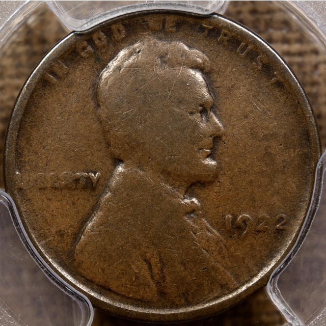 1922 No D Strong Reverse Lincoln Cent PCGS VG10 CAC