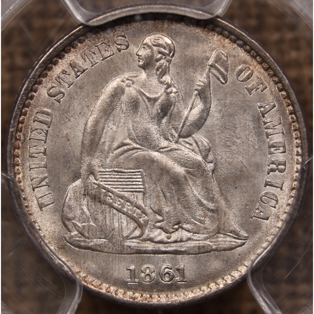 1861 Liberty Seated Half Dime PCGS MS64 CAC