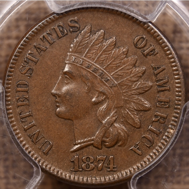 1874 Indian Cent PCGS AU58