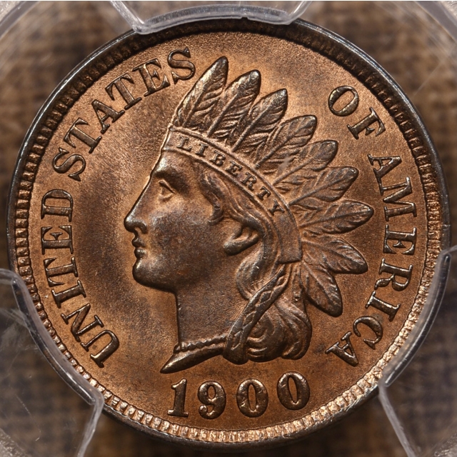 1900 Indian Cent PCGS MS65+ RB CAC