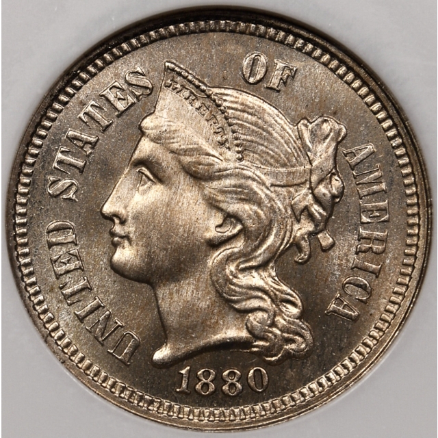 1880 Proof Three Cent Nickel NGC PF66 CAC, No Barcode Fatty