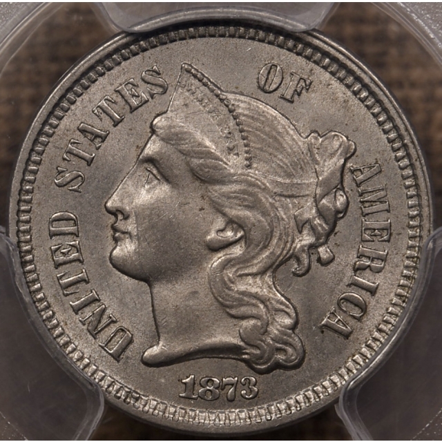 1873 Open 3 Three Cent Nickel PCGS MS63