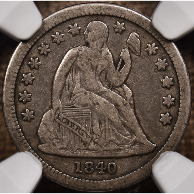 1840 F-101 w/ Drapery Seated Liberty Dime NGC VF20 CAC