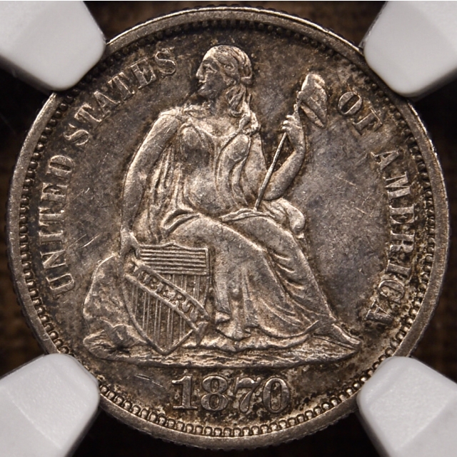 1870 F-101a R4 Seated Liberty Dime NGC MS63 CAC