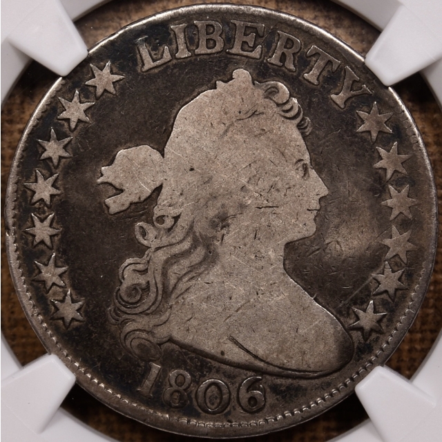 1806 6 over Inverted 6 O.111b T-11 R6+? Draped Bust Half Dollar NGC G6