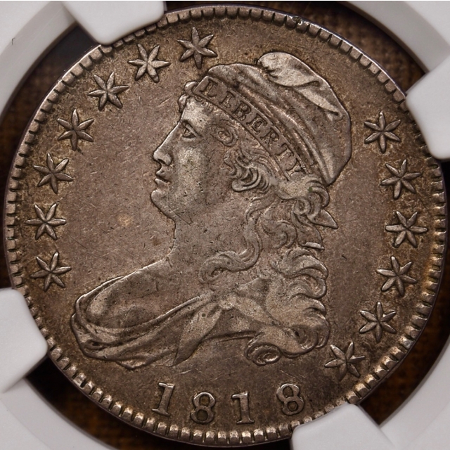 1818 O.115 R5 Capped Bust Half Dollar NGC XF40, Early Die State