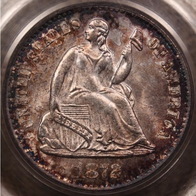 1872-S Liberty Seated Half Dime PCGS MS64 OGH CAC, I grade 65 w/Plus eye appeal!