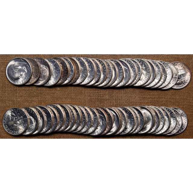 1946-S Original BU Roosevelt Dime roll, two of two