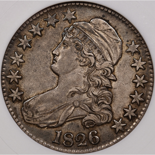 1826 O.113a Capped Bust Half Dollar old ANACS XF45, Small white holder